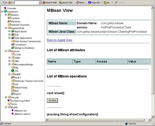 Hot reloading of configuration thru beJMX console